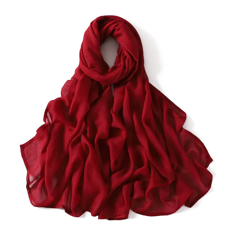 Women Big Size Plain Solid Cotton Rayon Hijab Scarf Lady Wraps and Shawls Musulman Headband Islamic Turban 180*95Cm 16