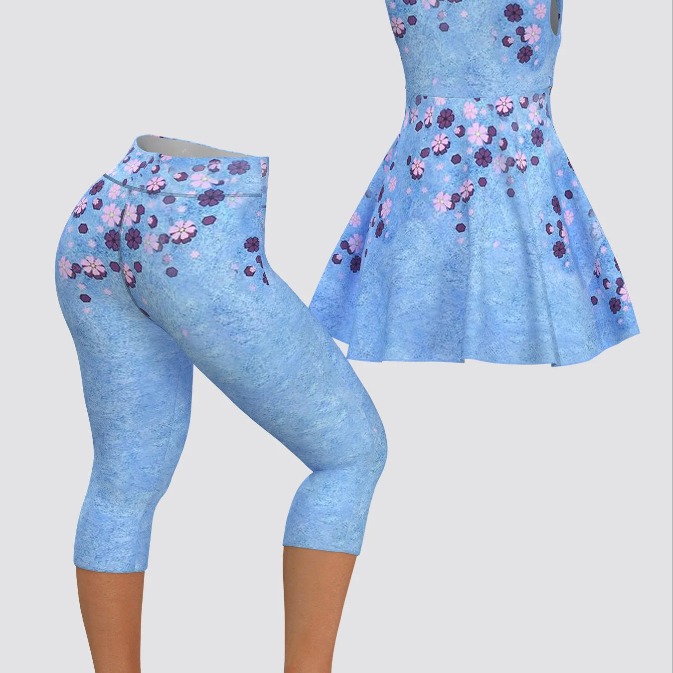 Casual Women Plus Size Two Piece Set Square Collar Floral Printed Tank Tops and Cropped Trousers Summer Matching Sets 2025