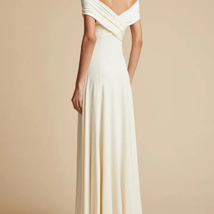 Solid Minimalist A Line Dresses For Women Slash Neck High Waist Patchwork Folds Slimming Dress Female Fashion New