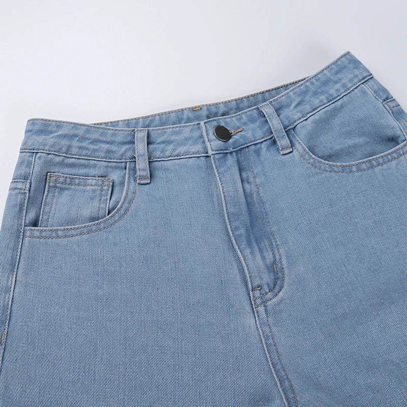 High Waisted Side Split Out Jeans Women Casual Loose Cargo Black Pants Streetwear Autumn Wide Leg Long Baggy Y2k Jeans XY23154SK