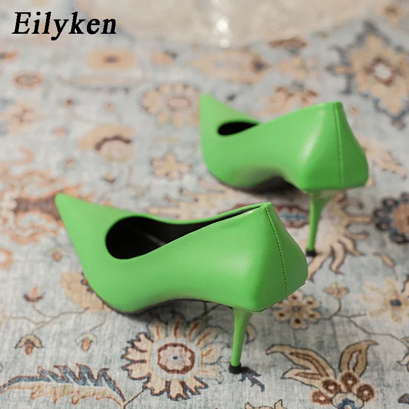 Eiyken SexyGreen Thin High Heels Pumps Women Pointed Toe Slip On Shoes Elegant Prom Wedding Stripper Ladies Sandals