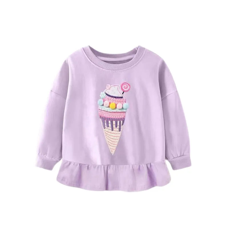 Apples Print Girls Sweatshirts Hot Selling Children's Clothes Long Sleeve Autumn Shirts T202320