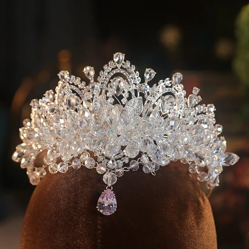 Baroque Luxury Crystal Bridal Tiaras Cubic Zircon Crown Rhinestone Pageant Diadem Headpieces Wedding Hair Accessories