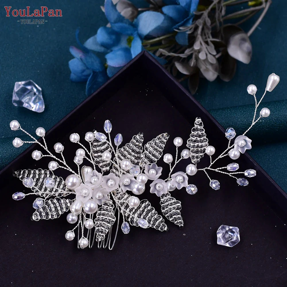 YouLaPan HP135 Pearl Woman Hair Comb Bridal Tiara Headdress Wedding Accessories Jewelry Bride Hair Clip Bridesmaid Headpiece