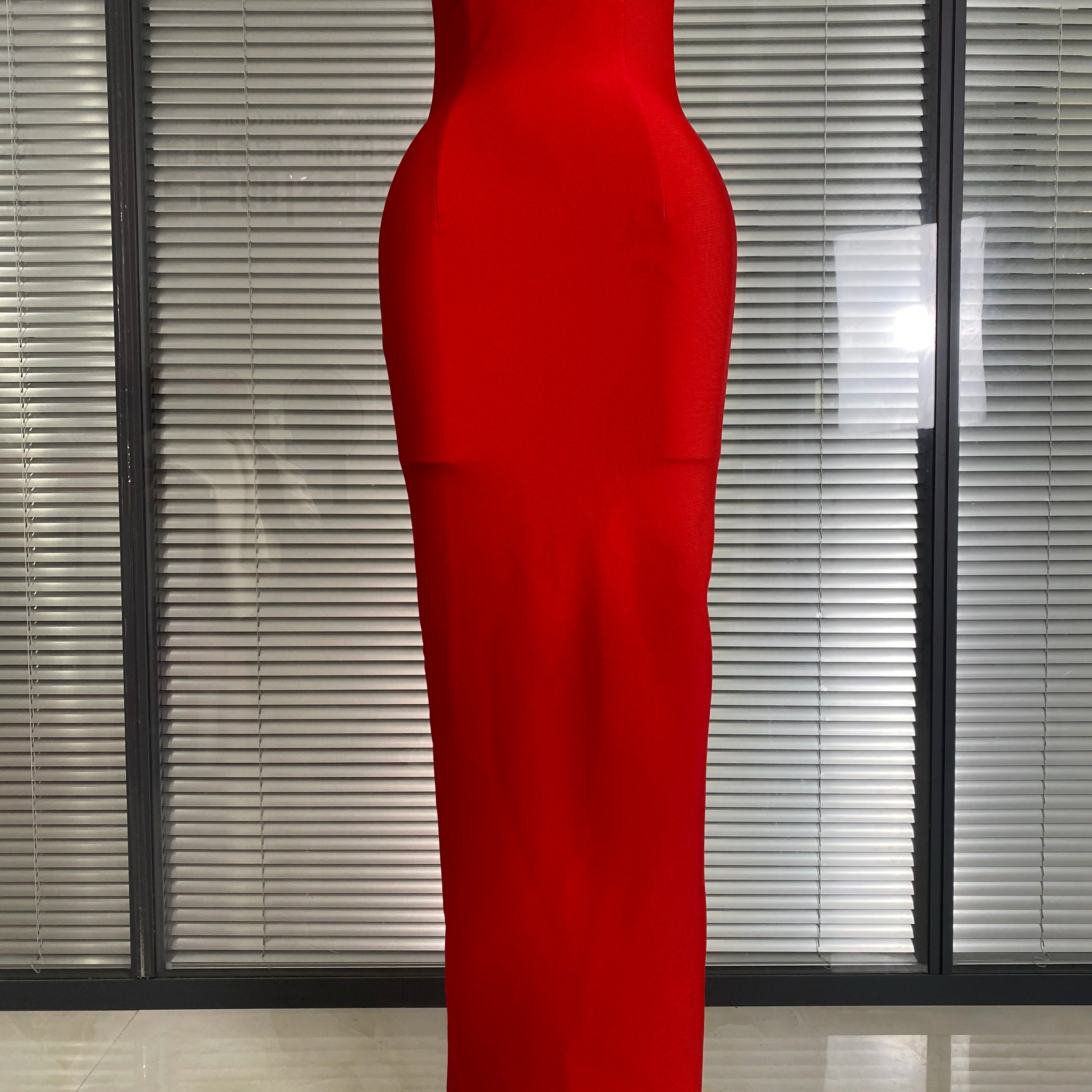 Brand New 2025 Sexy Women Deep V Neck Backless Red Bandage Dress Celebrity Knitted Elegant Bodycon Party Maxi Dress