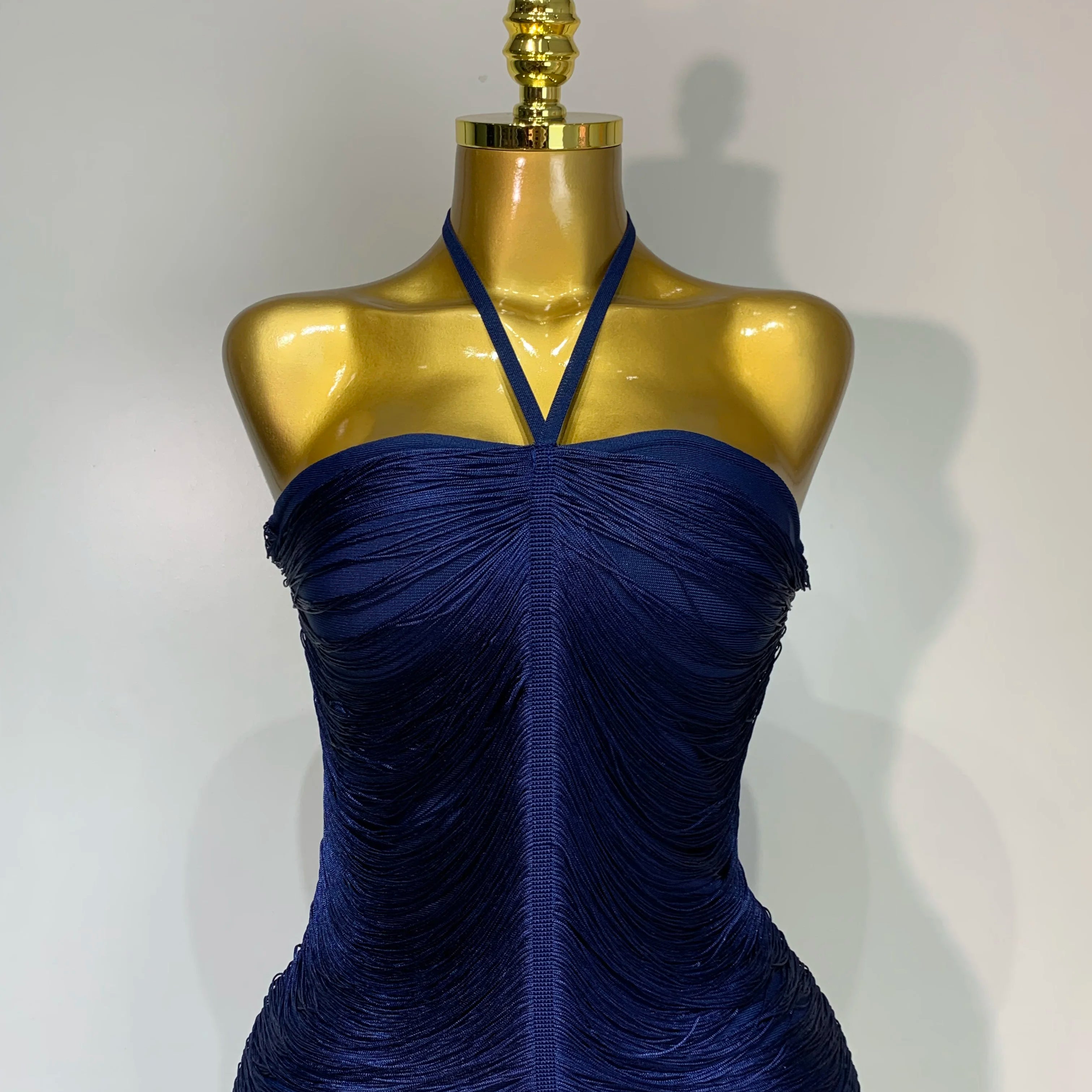 Women's Fashion Tassel Split Hanging Neck Bodycon Dress Elegant Celebrity Evening Party Luxuru Birthday Wedding Guest Dress