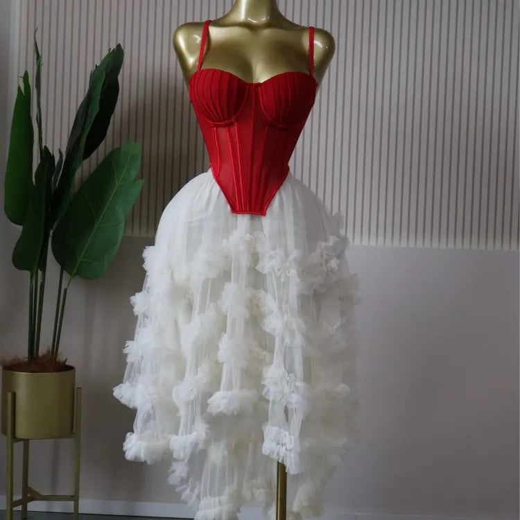 CM.YAYA Women's Dress Set Tunic Irregular Crop Top and Irregular Ball Gown Maxi Long Skirt Suit 2025 Two 2 Piece Set Outfits