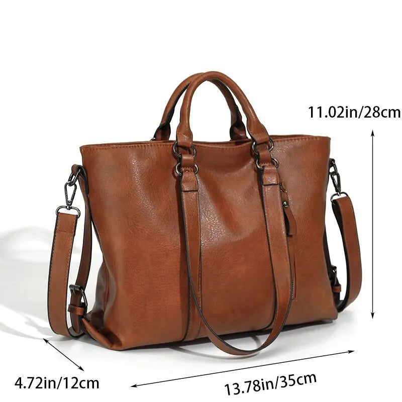 Vintage Leather Tote Bag For Women Large Capacity Handle Bag Designer Handbag VIntage Crossbody Bag Brands Handle Bag