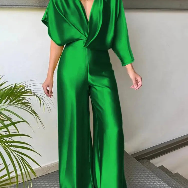 Missuoo 2023 New Women's Solid Color Jumpsuit Spring Summer Adult Female V-neck Sexy Short Sleeves High Waist One-piece Suits