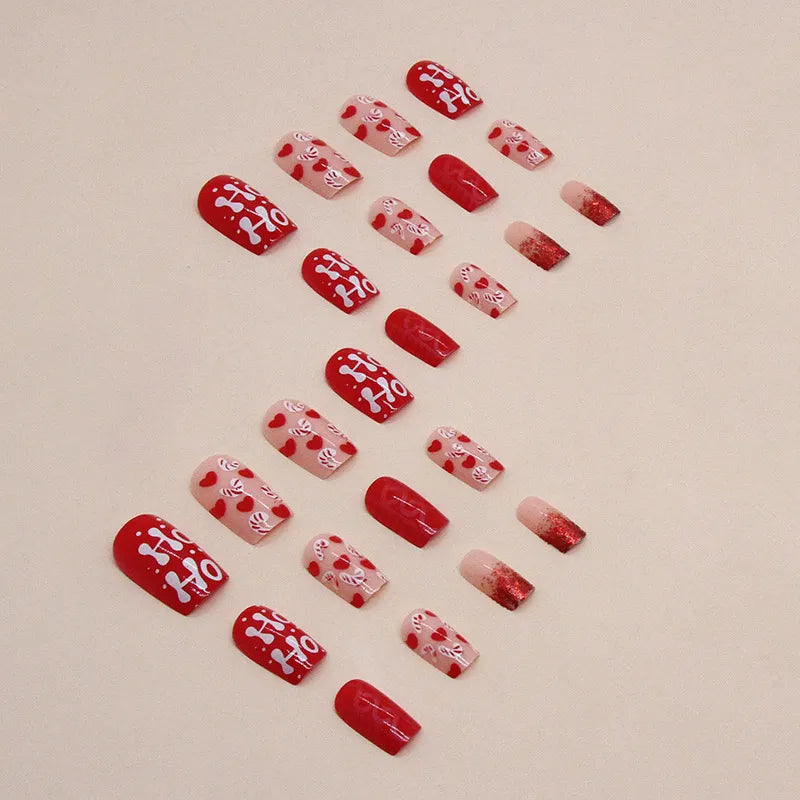 24Pcs/Set False Nail Christmas Fake Nail Tips Full Cover Acrylic False Nails Decoration For Nail Tip Beauty
