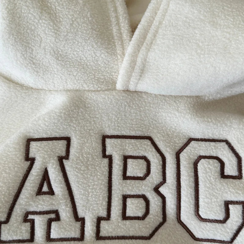 MILANCEL Winter Kids Clothing set Fur Lining Boys Hoodie Set Hooded Sweasthirt And Pants 2Pcs Track Suit