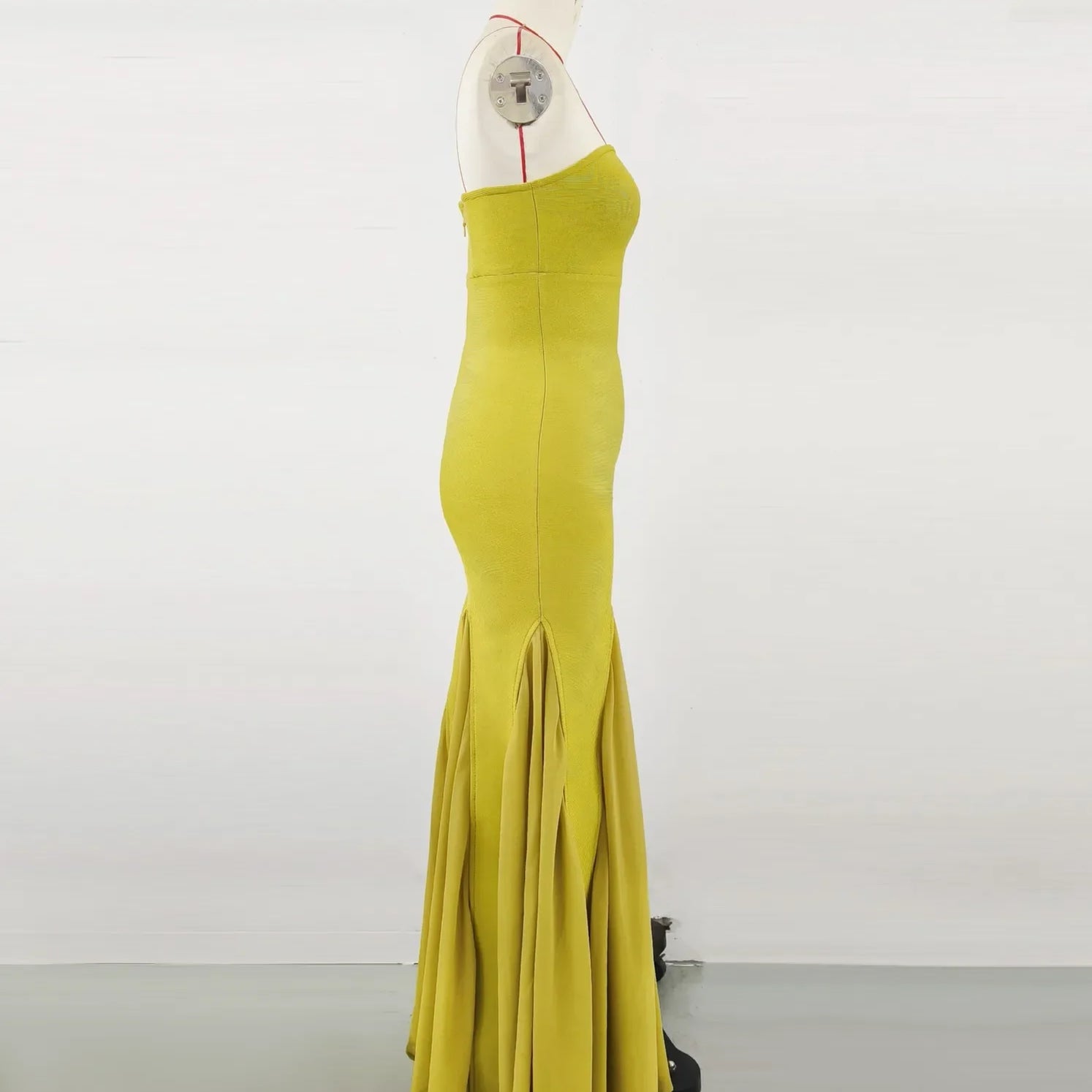 Fashion Yellow Color Women Sexy Strapless Bodycon Bandage Long Dress Celebrate Birthday Party Evening Outfit Wholesale