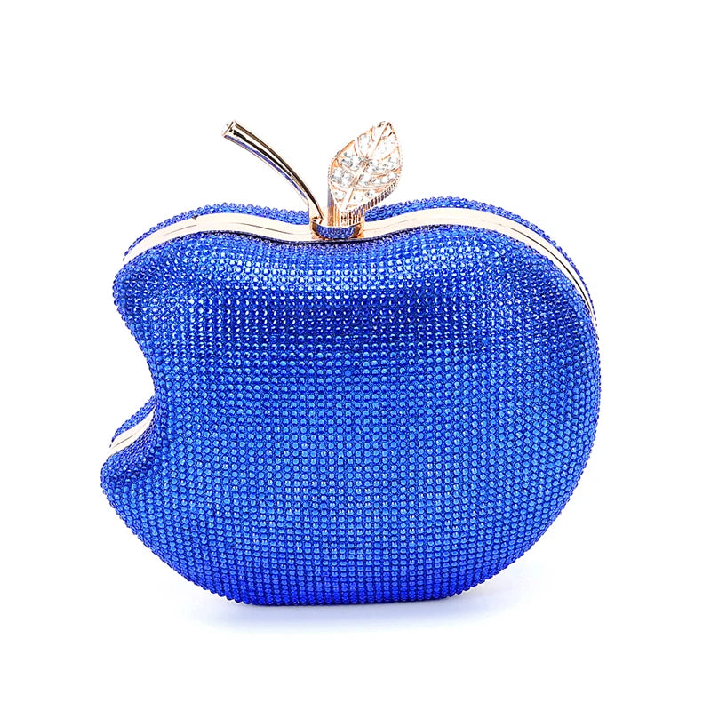 Apple Shape Party Crystal Hand Grab Evening Mini Bag Can Wholesale Fashion Red Crossbody Ladies Blue Red Gold Blue Mini(Max Length<20cm)