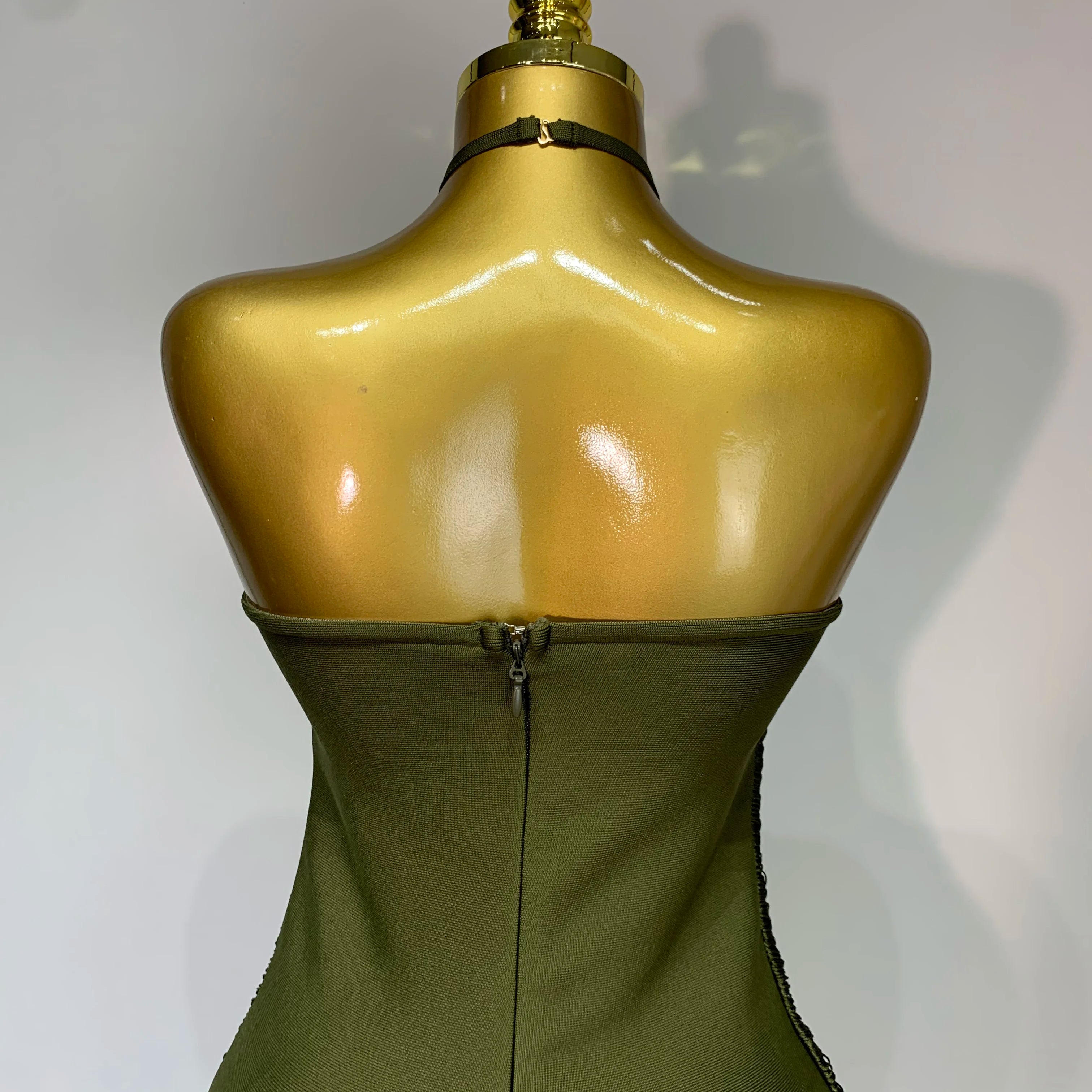 Women Sexy Celebrity Elegant Backless Halter Tassel Bodycon Bandage Dress Evening Party Luxury Birthday Wedding Guest Dress