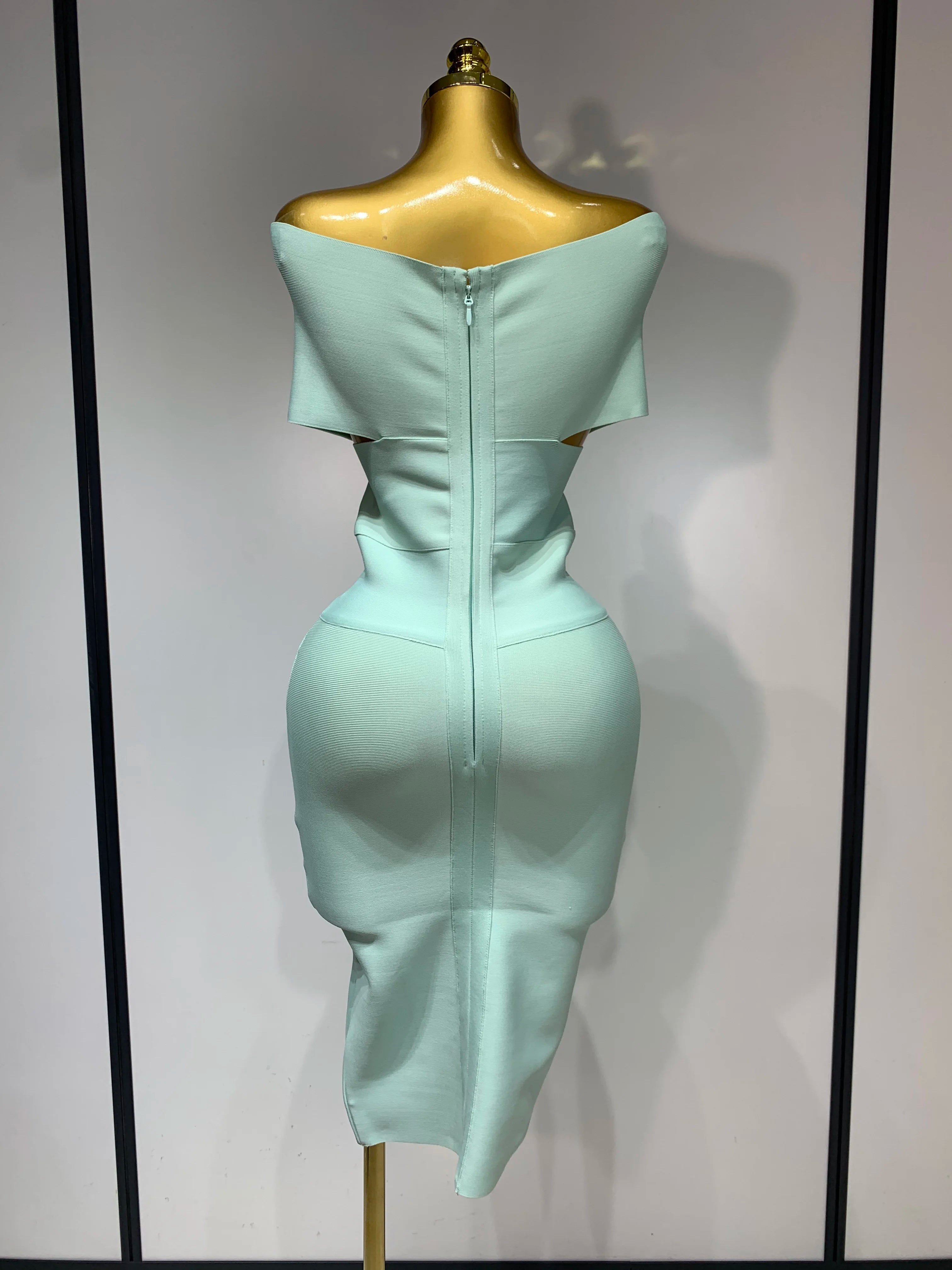 High Quality Women Bodycon Sexy Off The Shoulder Bandage Dress Club Dress Midi Celebrity Elegant Party Luxury Birthday Dress