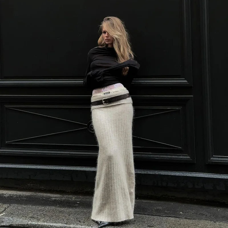 Lygens Knitting Elegant Bodycon Solid Stretchy High Waist Women'S Skirts Winter Wholesale Streetwear Korean Y2K Fashion Clothes