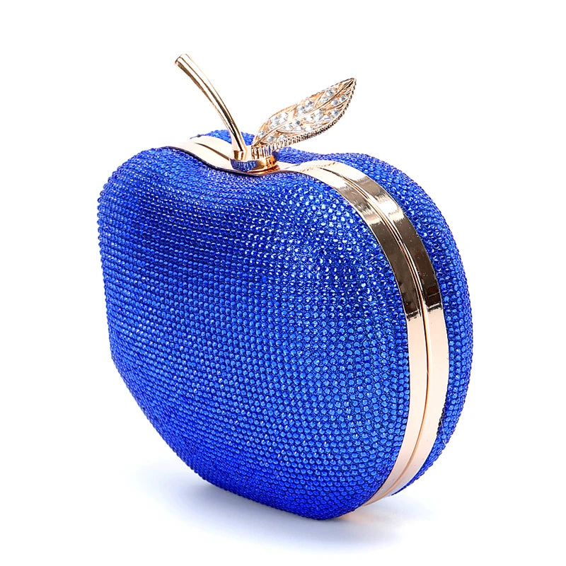 Apple Shape Party Crystal Hand Grab Evening Mini Bag Can Wholesale Fashion Red Crossbody Ladies Blue Red Gold