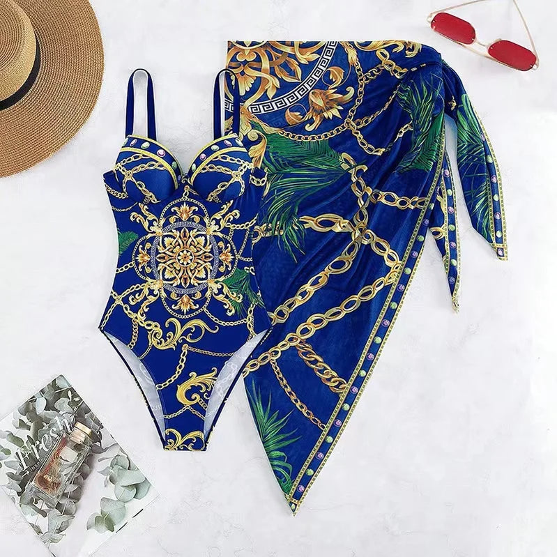 Luxury New Two Piece Women Bikini Set Push Up Floral Printed Bikini Strappy Bandage Swimwear Brazilian Biquini Bathing Suit