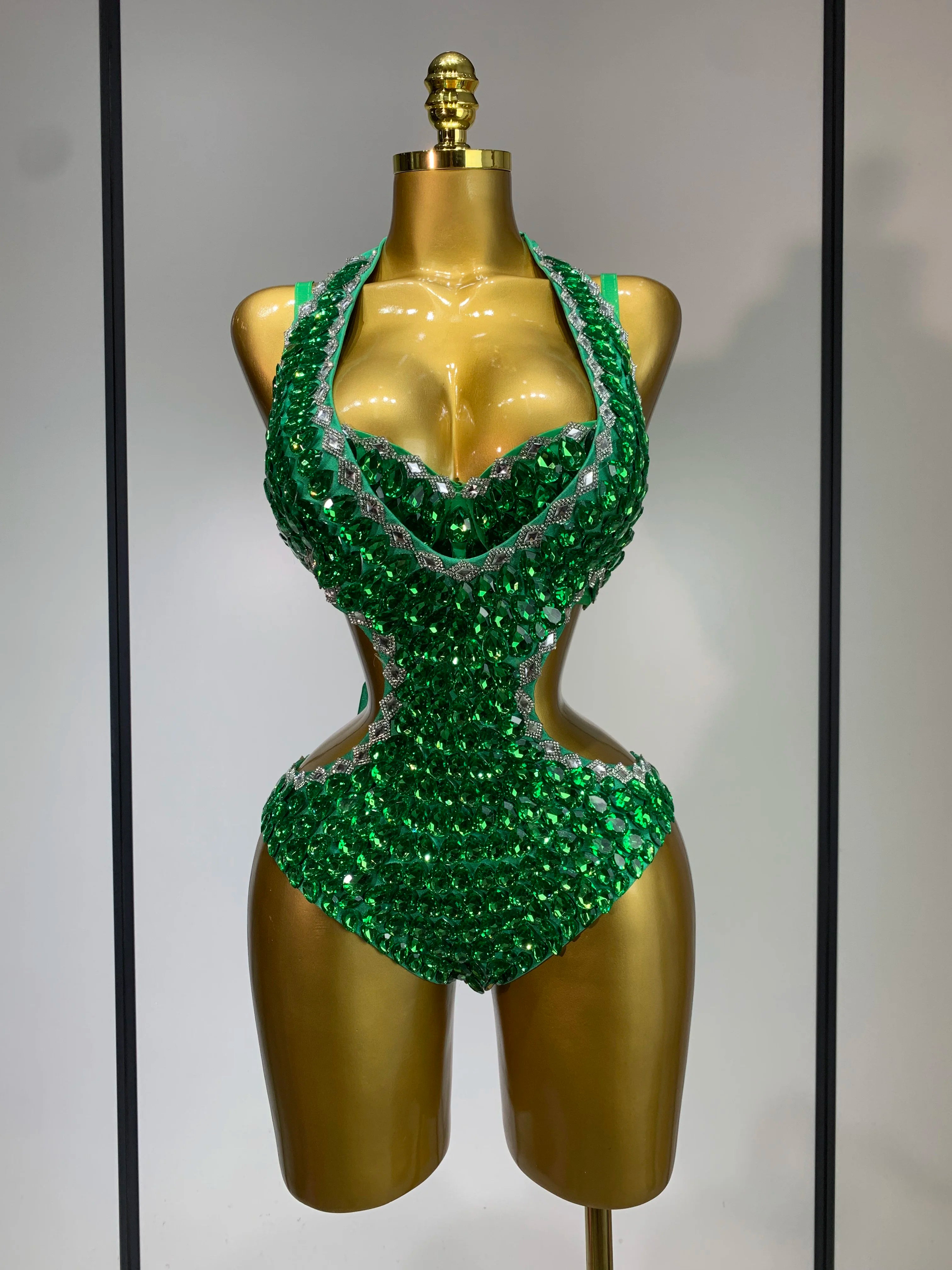 Women Luxury Rhinestone Bra Bodysuits Two Piece Set Female Singer DJ DS Dance Stage Performance Photo Shoot Club Party Outfit