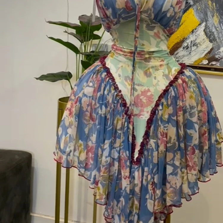 GLCMYAYA Women Patchwork Strap with Scarf A-line Maxi Long Dress 2025 Female Vacation Holiday Party Birthday Dresses Vestidos