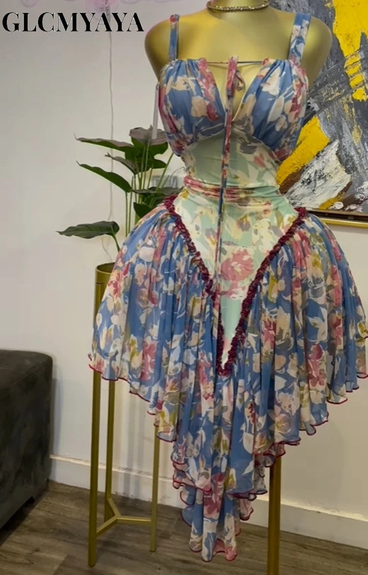 GLCMYAYA Women Patchwork Strap with Scarf A-line Maxi Long Dress 2025 Female Vacation Holiday Party Birthday Dresses Vestidos