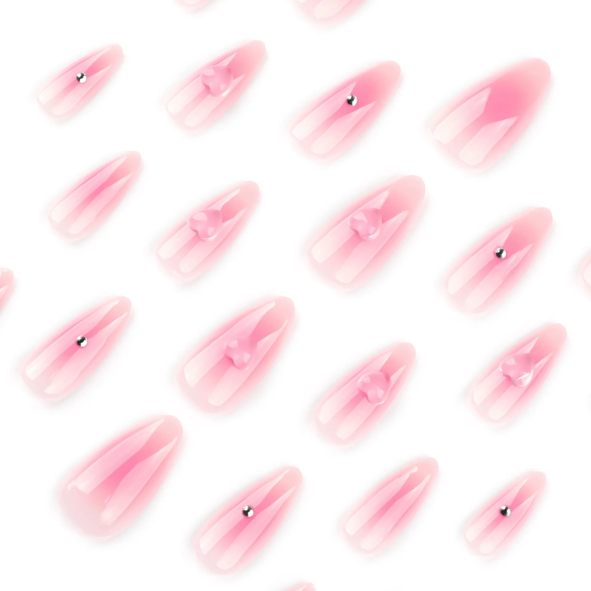24pcs Pink Blush Press on Nails Sweet Love Design Almond False Nails for Girl Wearable Reusable Ins Simple Fake Nail Tips