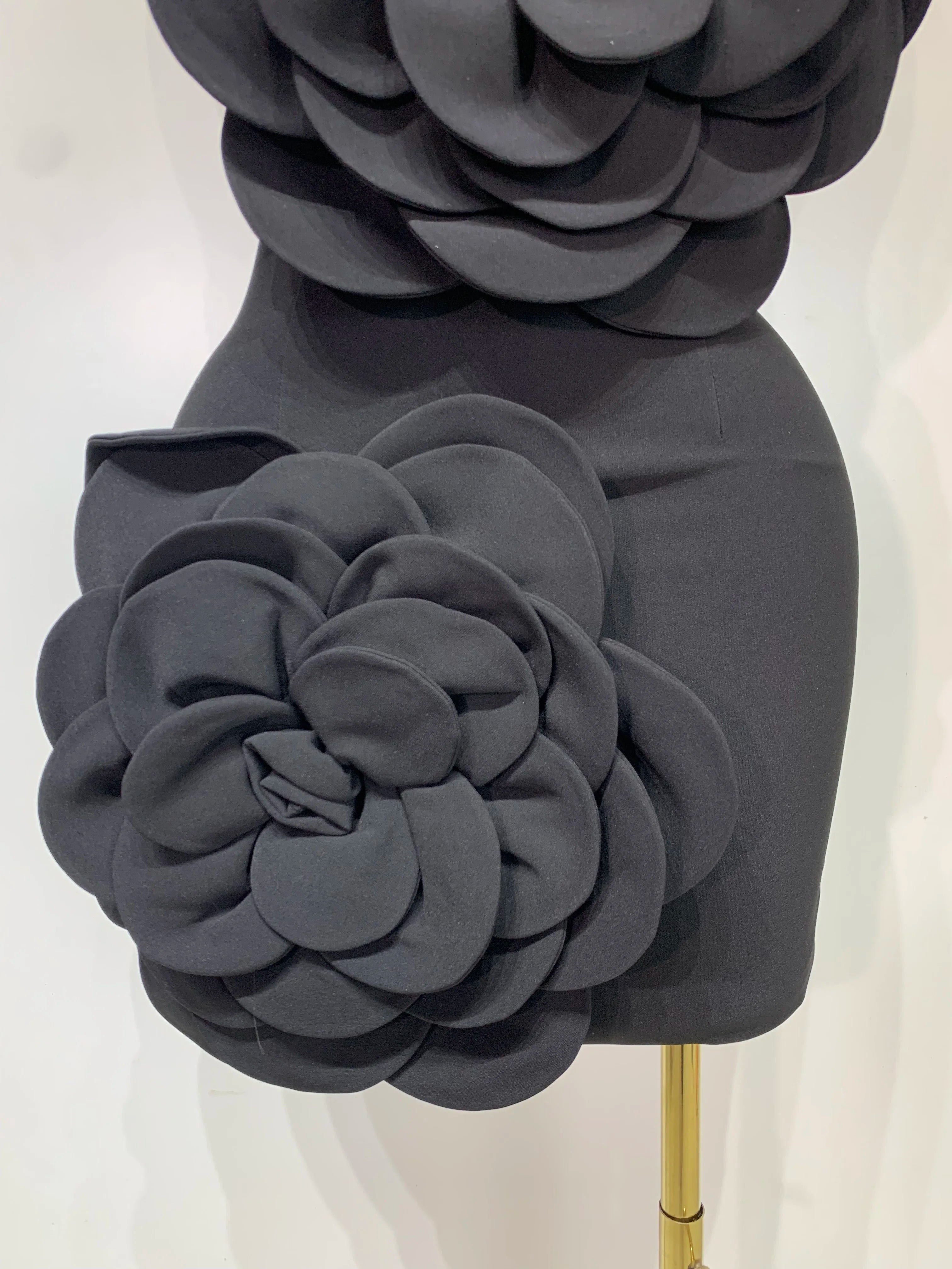 Women Sexy Strapless Backless Flower Black Mini Bodycon Dress 2025 Celebrity Elegant Evening Club Party Outfit Birthday Dresses