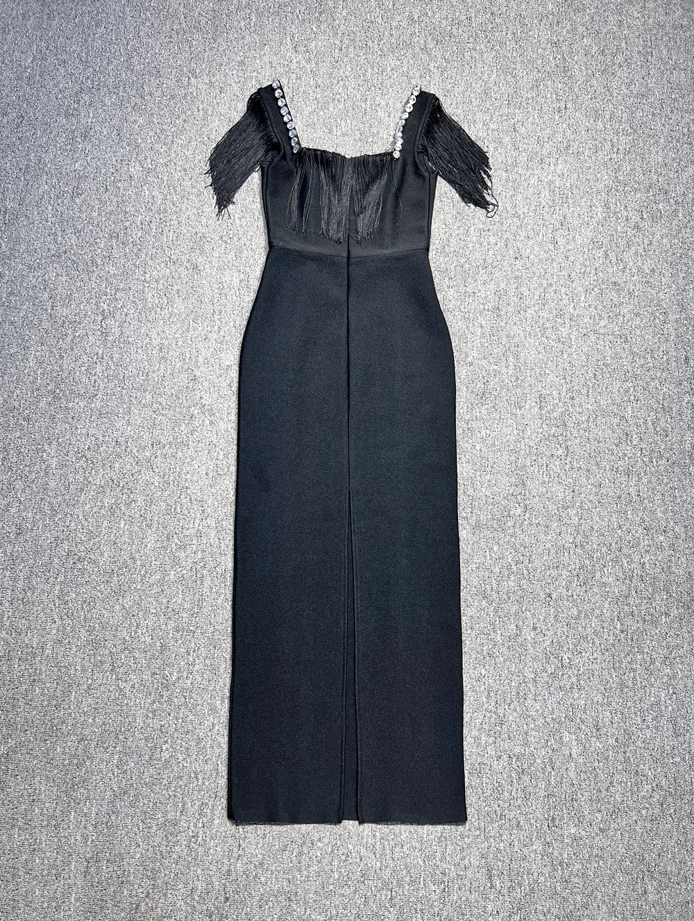 Arrival Women Sleeveless Sexy Square Collar Tassels Bodycon Bandage Long Dress Celebrate Nightclub Evening Party Dress