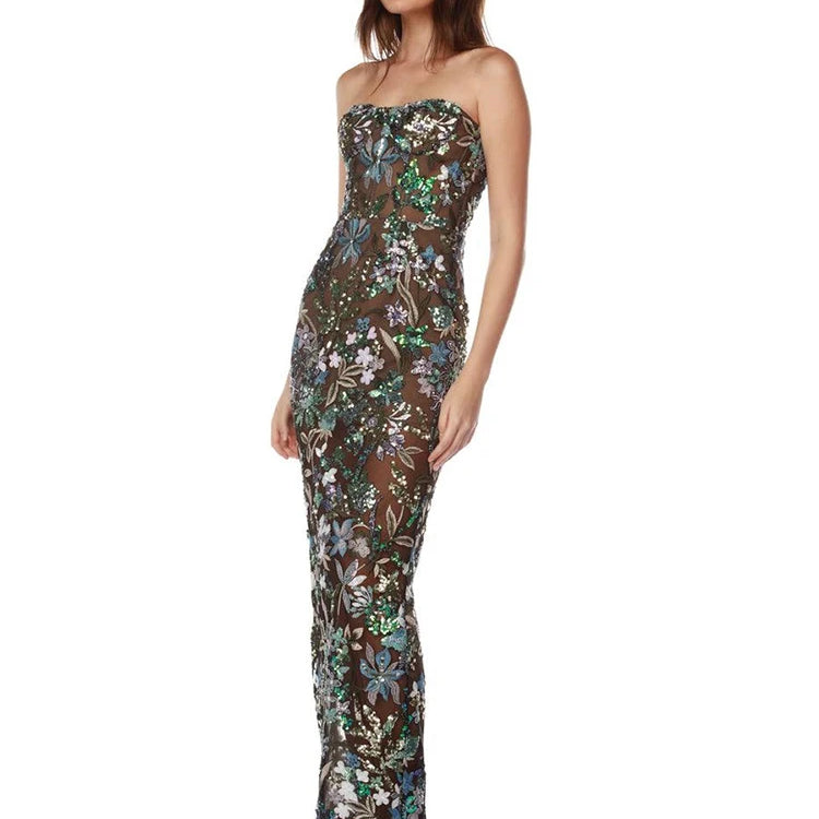 VC Celebrity Party Dresses For Women 2024 Summer Holiday Wear Sexy Sleeveless Embroidery Design Long Gowns