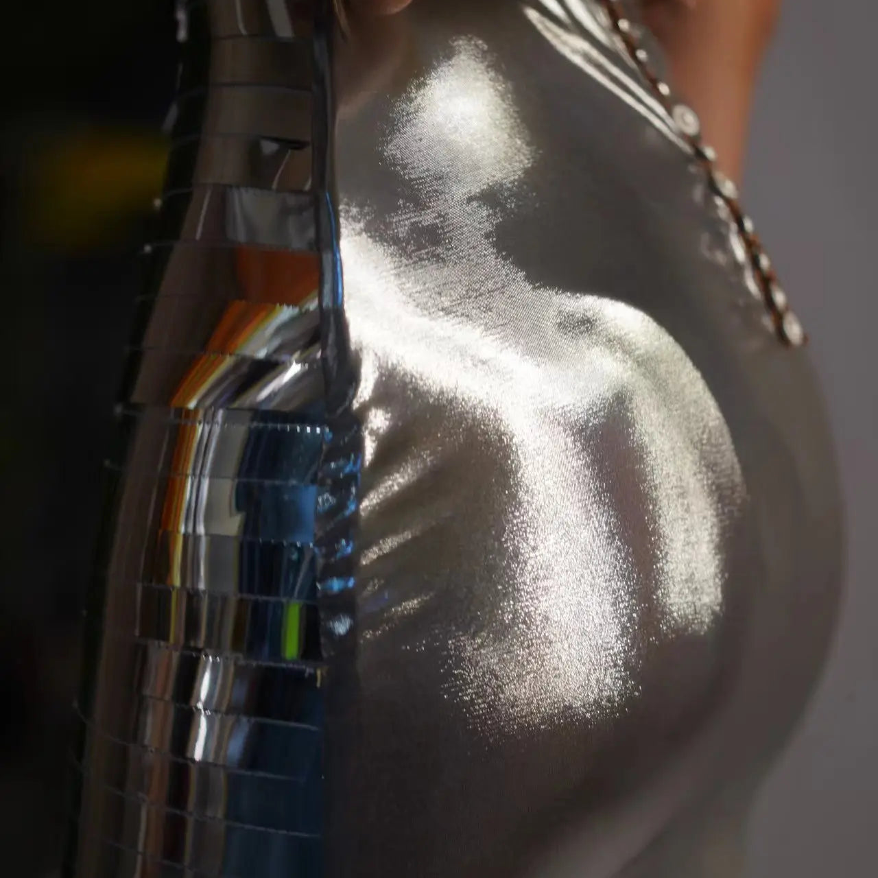 Sparkly Gold Sexy Top Two Pieces Short Skirt Set Women Celebrate Party NightClub Performance Dancer Show Stage Outfit Shengnv