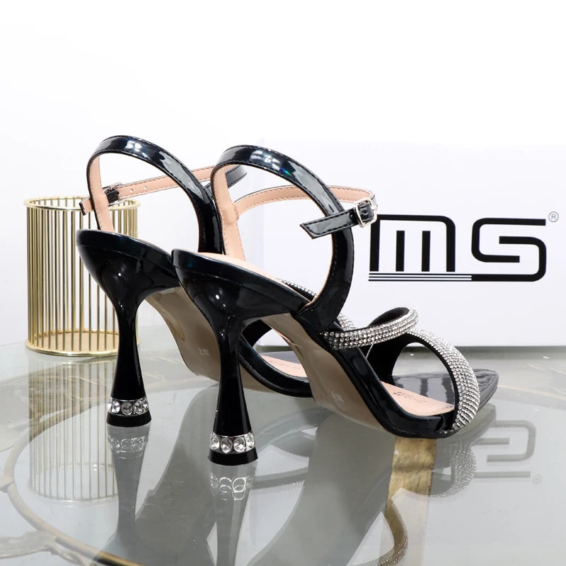 Luxury elegant green shoes summer new high heels fashion Joker fashion fairy sandals Rhinestone buckle with women's shoes
