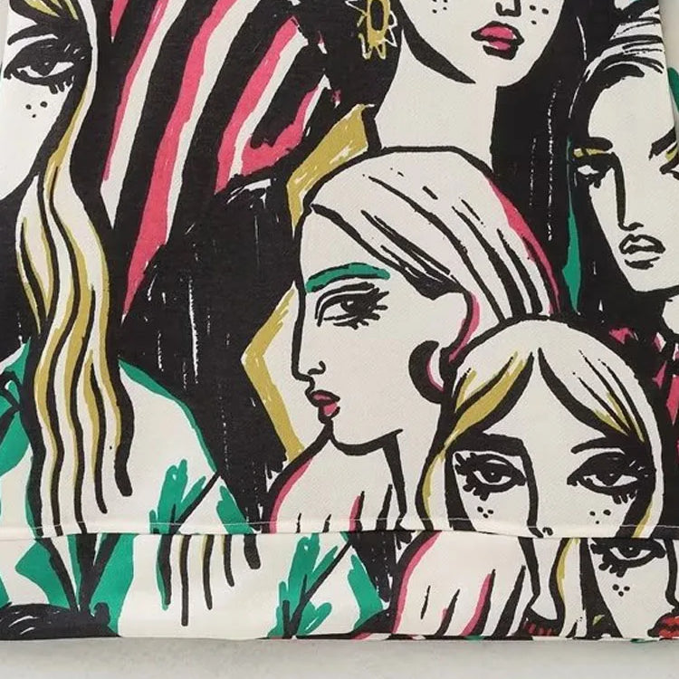 Women Fashion Girl Print Sweatshirt Vintage O Neck Long Sleeve Female Pullovers Chic Tops