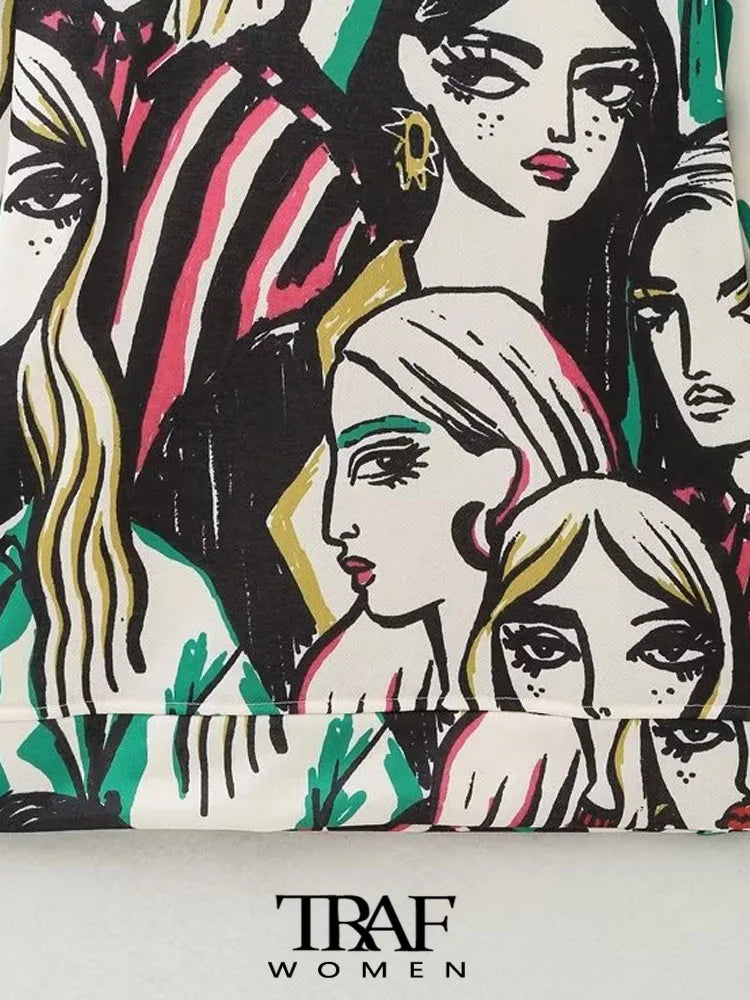 Women Fashion Girl Print Sweatshirt Vintage O Neck Long Sleeve Female Pullovers Chic Tops