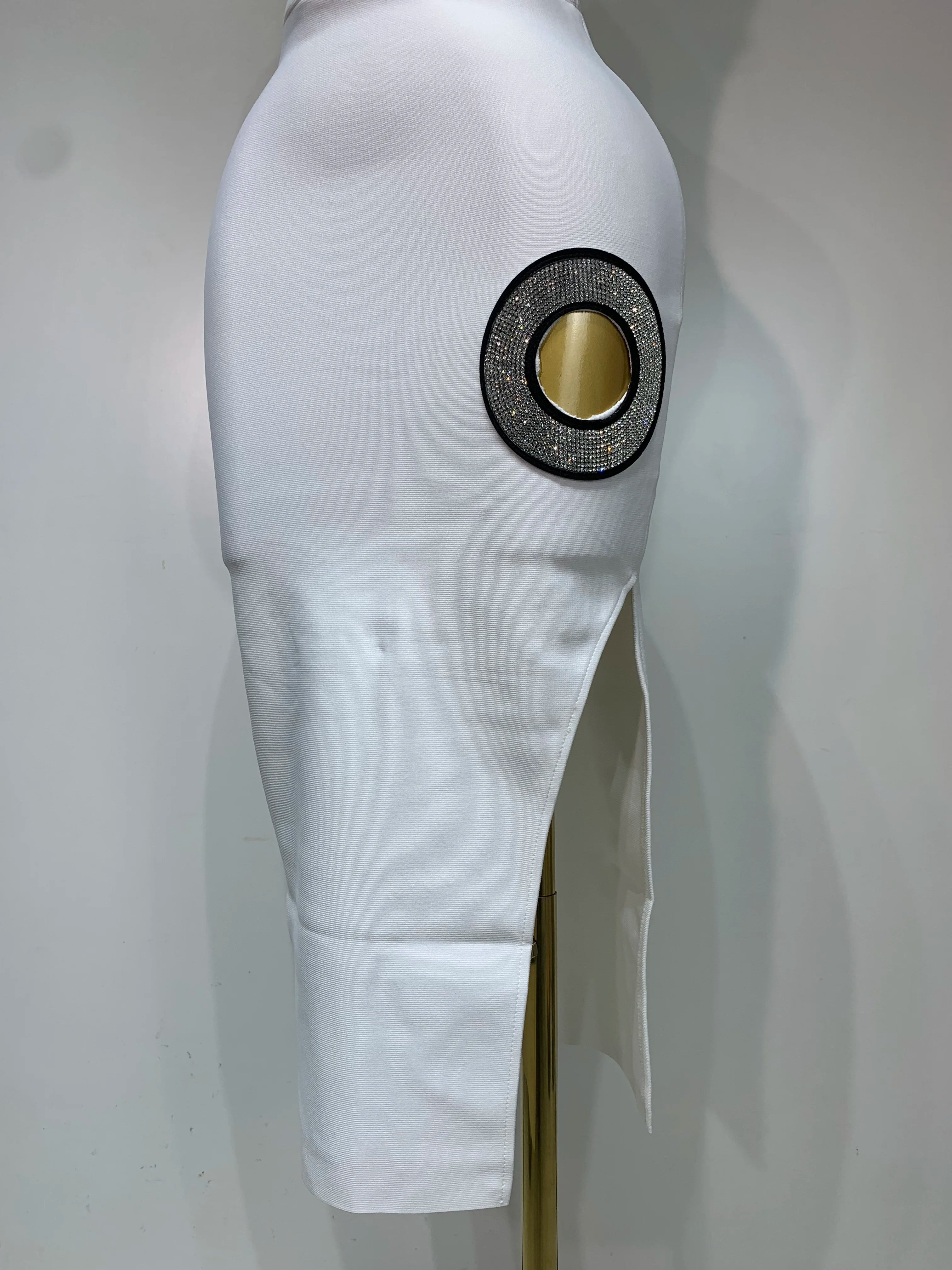 Fashion Sexy V Neck Backless Diamonds Split Women Bodycon Bandage Dress 2025 White Elegant Evening Club Party Birthday Dresses