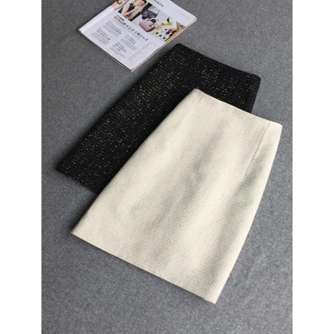 New Fashion Women's Autumn Winter Tweed Skirt Woolen Plaid High Waist Slim Buttocks Short A-line Midi Woman Skirts C176