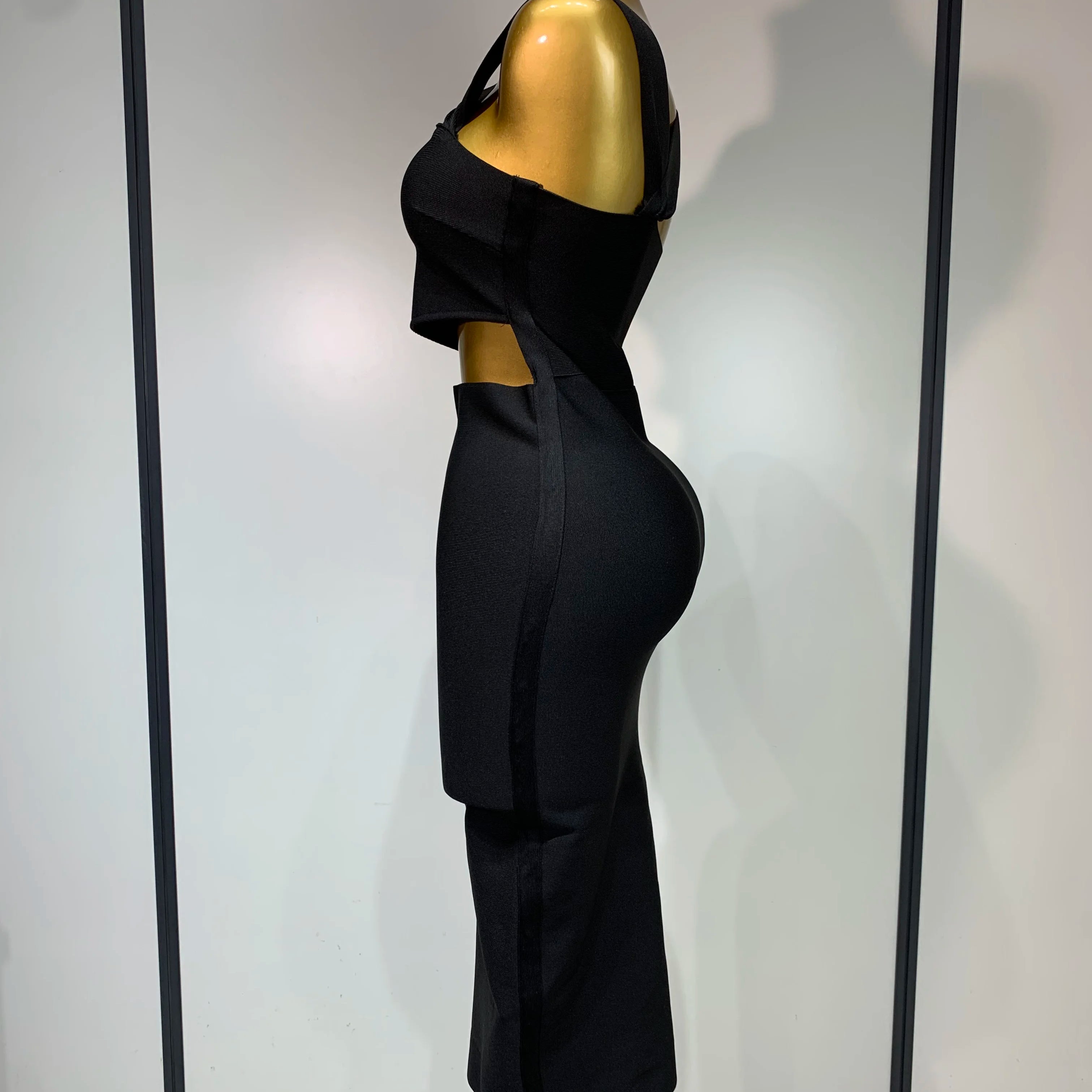 Bandage Dresses for Women 2025 Black Bodycon Dress Evening Party Celebirty Elegant Sexy Cut Out Midi Birthday Club Dresses