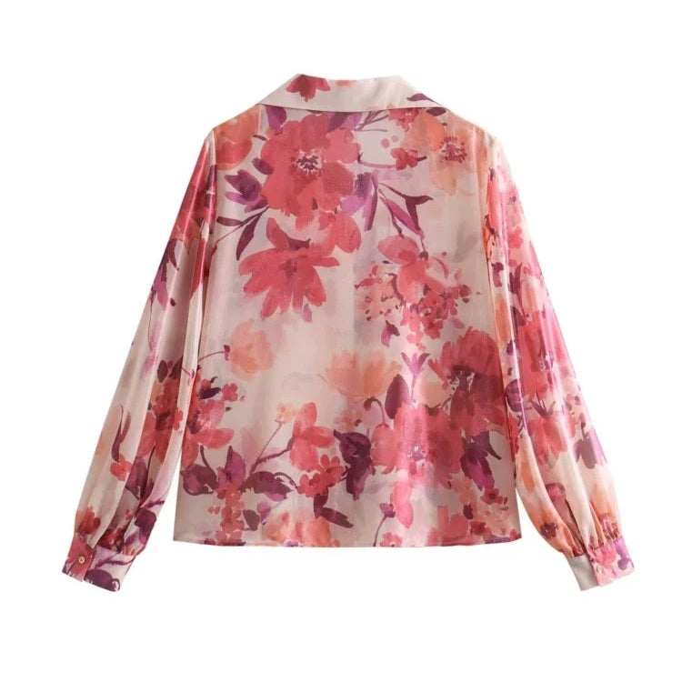 Aonibeier Summer Women Printed Suits Traf Wrist Sleeve V Neck Casual Shirt Female Pleated Maxi Long Skirt Sets Y2K Street