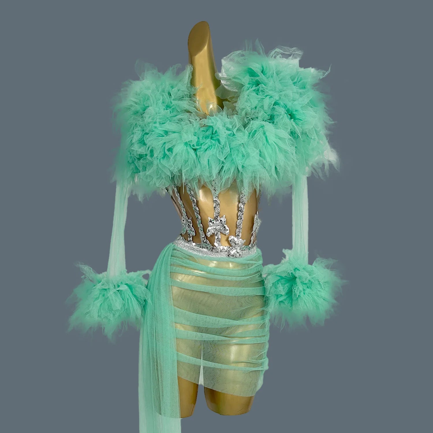 Women's Tulle Asymmetrical Dress Prom Sheer Mesh Mini Dress Bodycon Club Stage Performance Wear Birthday Prom Hot Design Xinshen