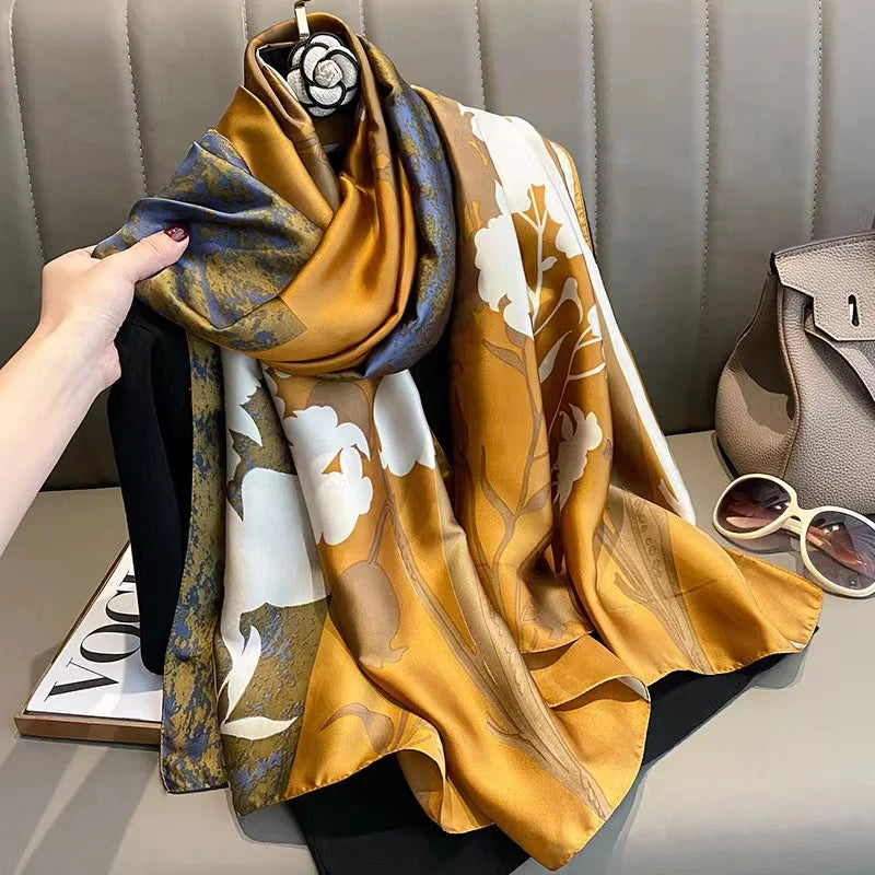 180*90cm Luxury Brand Spring Summer Autumn Women Clothing New Fashion Color matching printed silk scarf lady popular turba 13 180cmx90cm