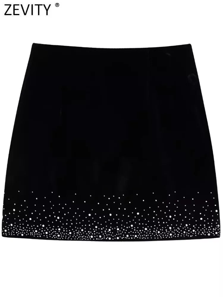 Women Fashion Shinning Sequined Design Irregular Velvet Mini Skirt Faldas Mujer Female Chic Side Zipper Vestidos QUN2663