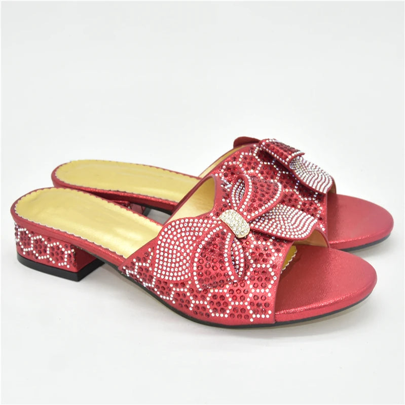 Crystal Big Bow Low Heels Women Rhinestone Bowtie Wedding Shoes Big Size Italian Elegant Women Party Pumps