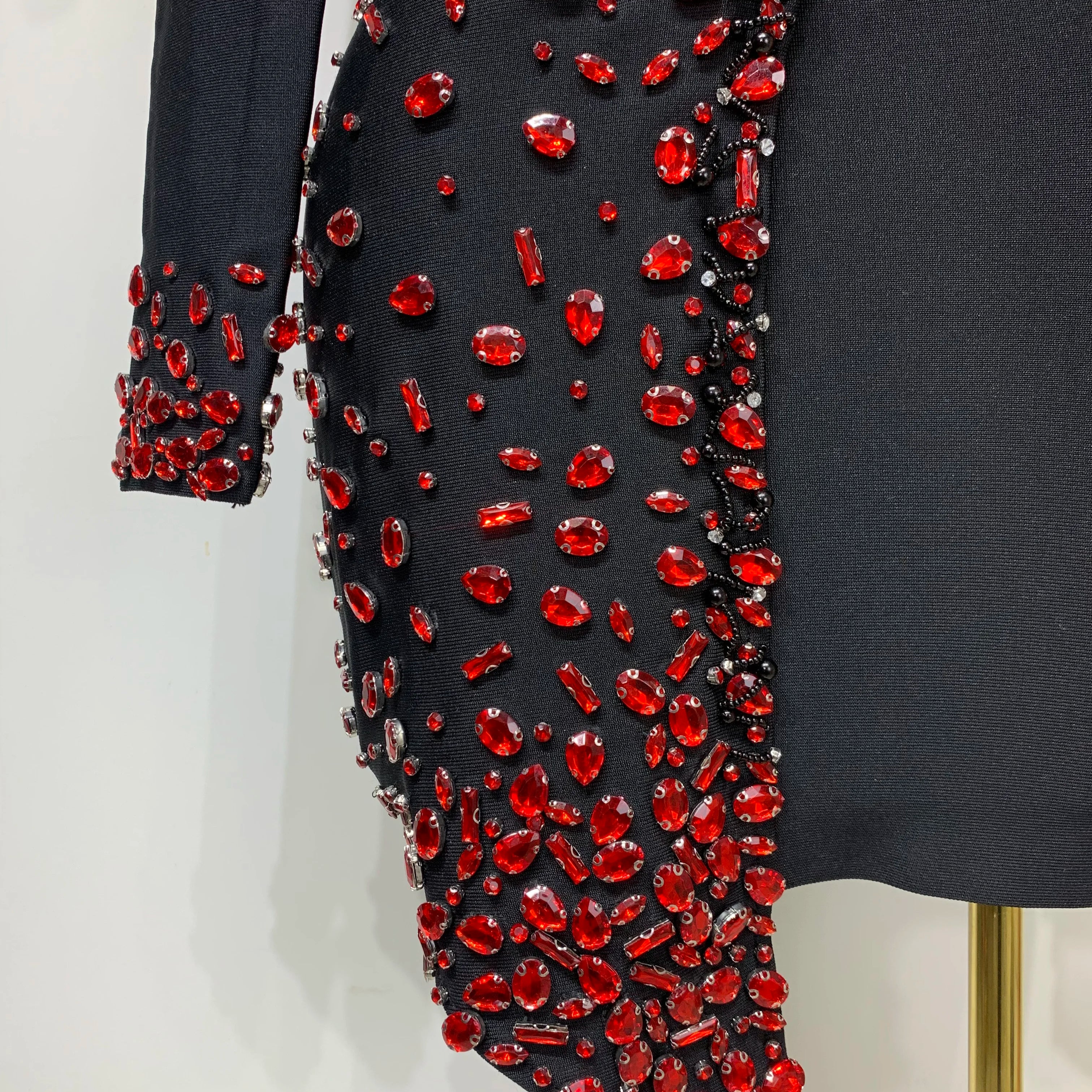 Luxury Birthday Women Celebrity Sexy Long Sleeve V Neck Rhinestone Black Bandage Dress 2025 Elegant Evening Club Party Dresses