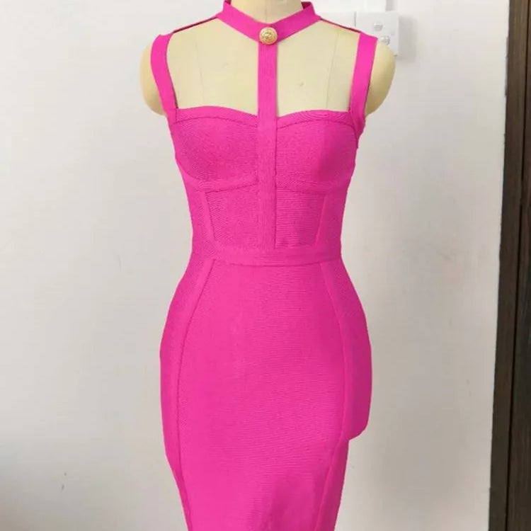 Vestido de festa noturno com estampa de celebridades, estilo verão, sexy, com botões e elástico, estilo bandagem, 2022