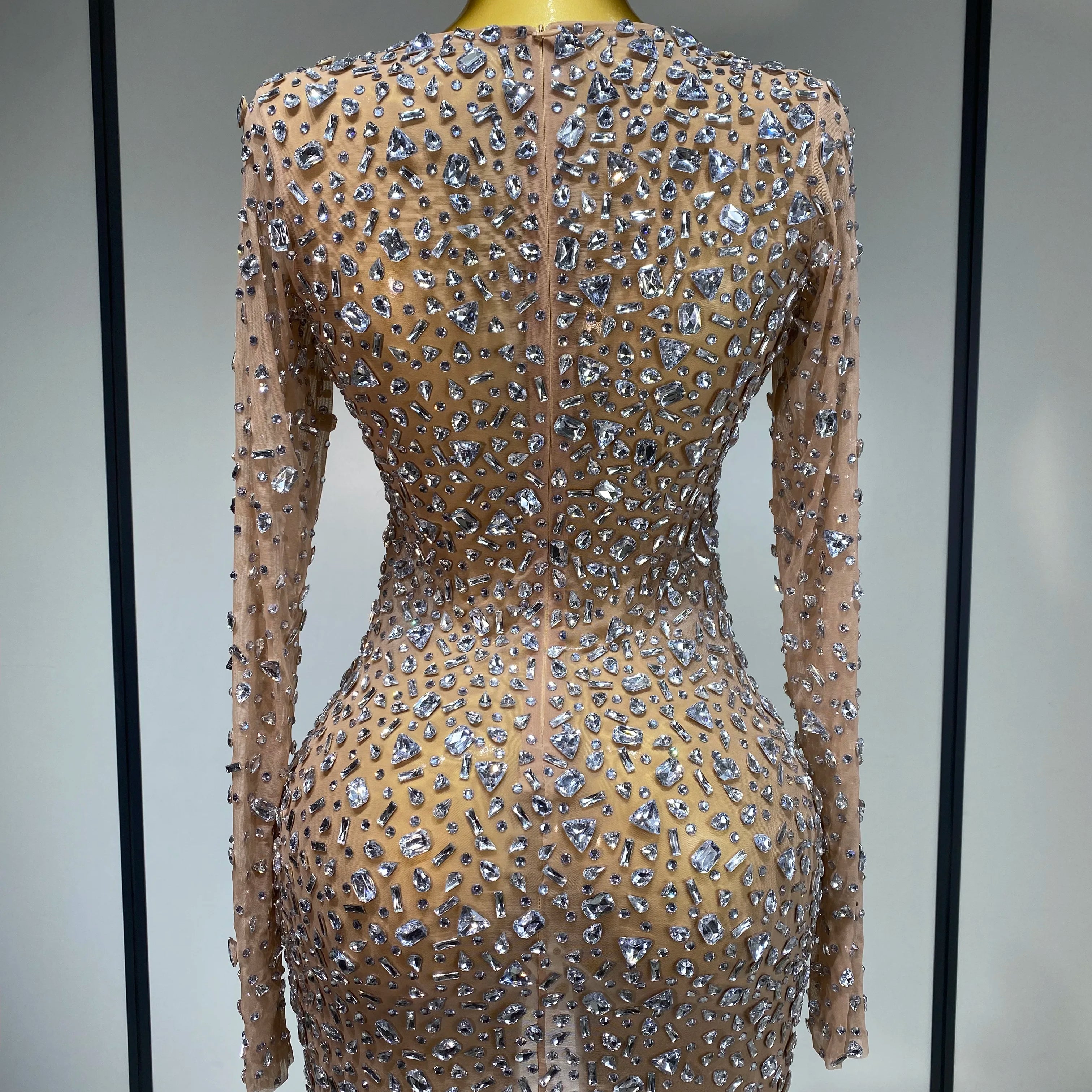 Sparkling Diamond Elegant Party Short Dress Celebrity Evening Party Prom Dress Nightclub Stage Outfit Luxury Birthday Dress