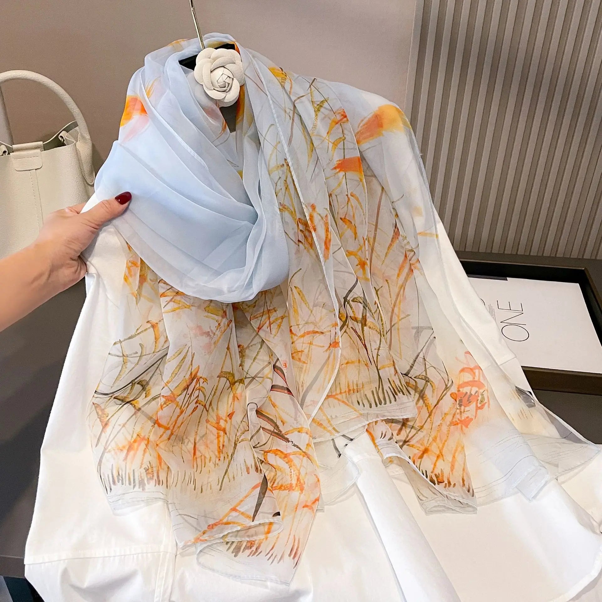 Silk Scarf Foulard Female Headbanda Luxury Hijab Women Soft Warm Pashmina Beach Scarves Echarpe Shawl Large Wrap Echarpe Bandana see chart 66