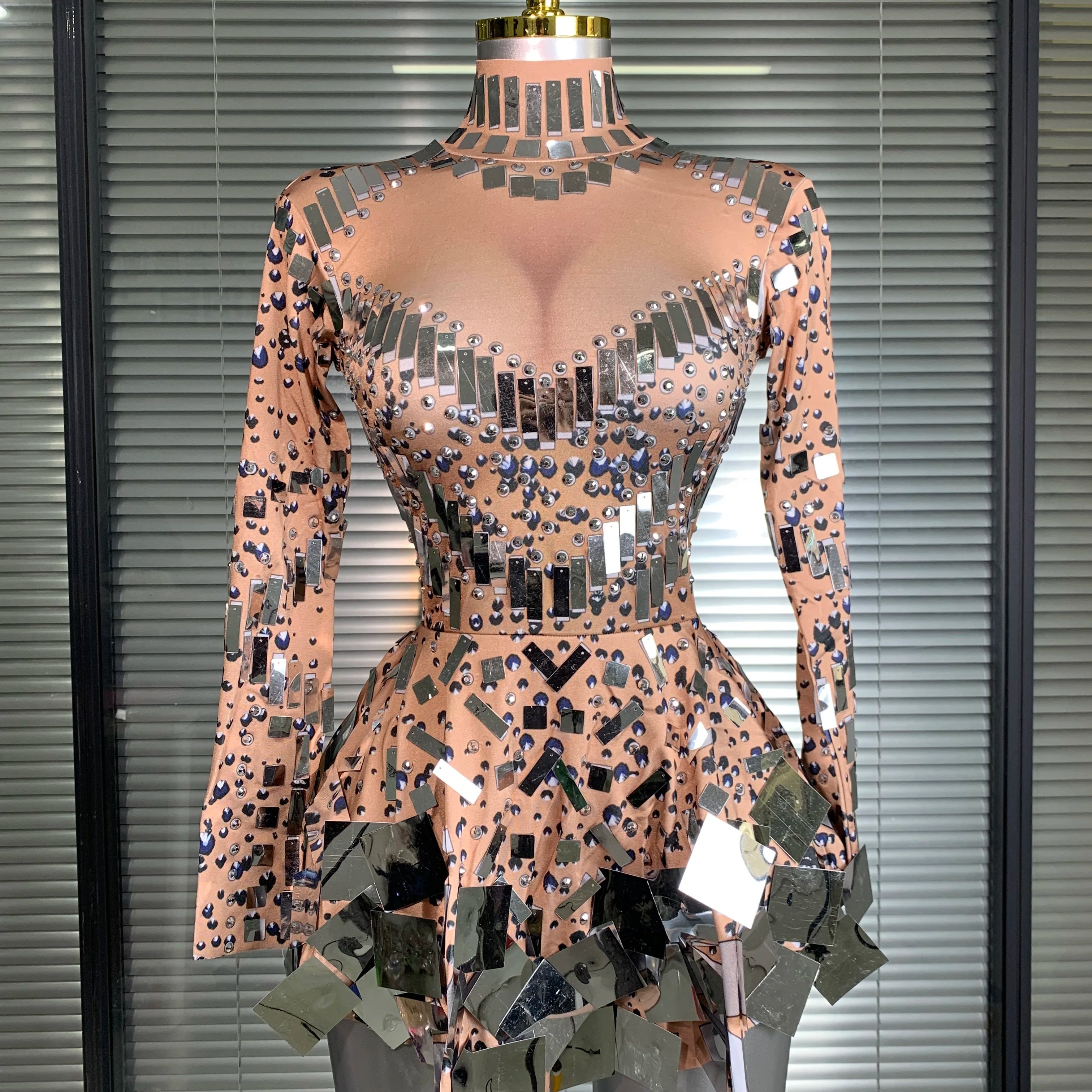 New Celebrity Women Sexy Stretched Skin Mini Night Club Sparkly Sequins Performance Costume Stage Dancer Party Dress