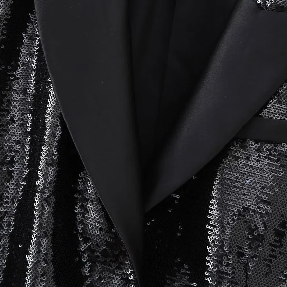 Autumn/Winter Women's New Fashion and Casual Polo Collar Beaded Short Suit Coat