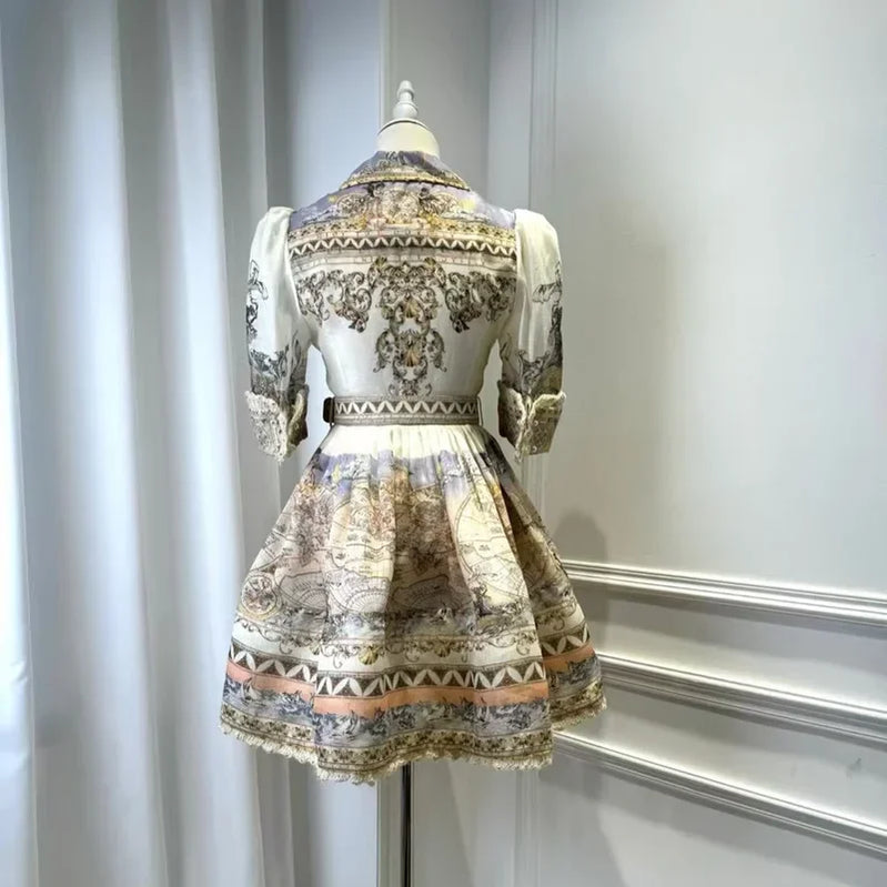 Women's Dress Floral Linen Elegant Short Dresses Vacation Beach Party Dresses Woman Fashion Summer Skirt for Women