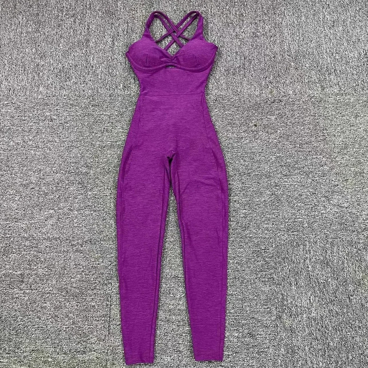 Sporty Jumpsuit Women Sportwear Push Up Gym Set Women Fitness Overalls Lycra Sport Outfit for Woman Sportswear Yoga Clothes PINK Dark Purple