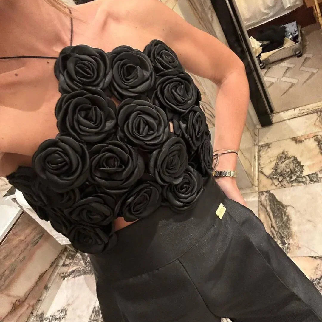 Summer Women Sexy Strap Big Flowers Bodycon Mini Tops Off the Shoulder Nightclub Party Celebrate Wear